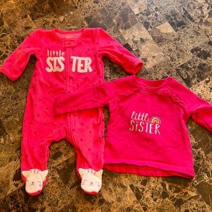 NWOT Little Sister Pajamas and sweatshirt